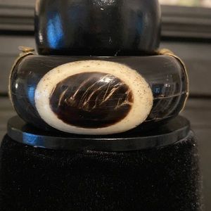 Vintage Moroccan Brass & wooden Chunky Hinged Pin Closure